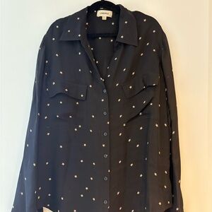 L'AGENCE Black Shirt with Cream Star Pattern, size Xs